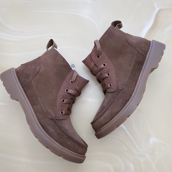 UGG Kids Chelham Weather Boot Walnut Suede Size 3 - Picture 3 of 12